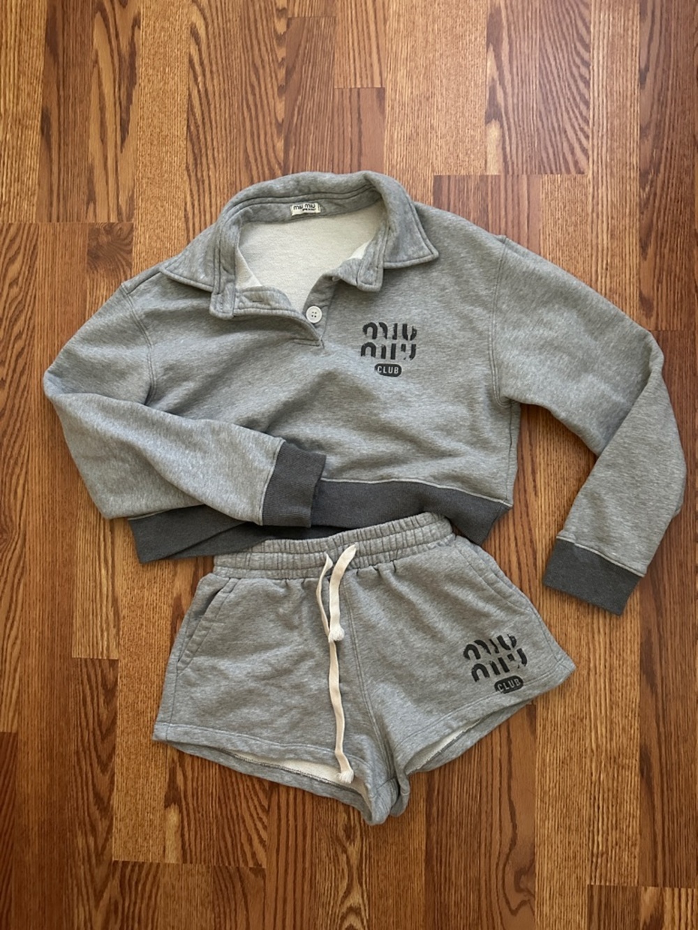 Gray Two-Piece Lounge Set with Logo